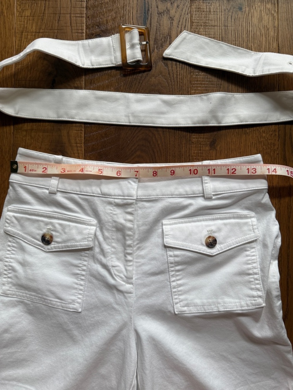 LOFT White Wide-Leg Cropped Belted Pants - Picture 7 of 7